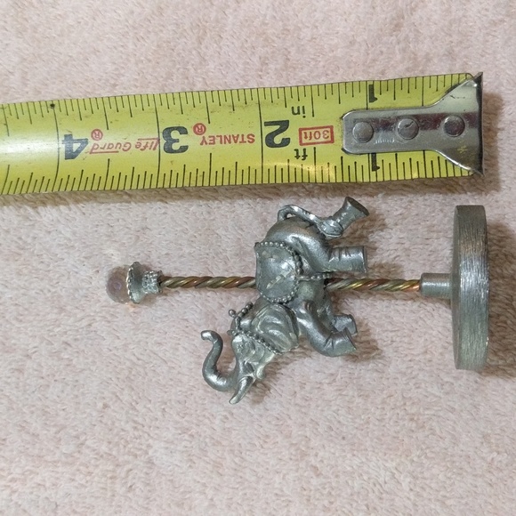 1984 Spoontiques Pewter Carousel Elephant with Crystal Ball Top - Picture 8 of 8